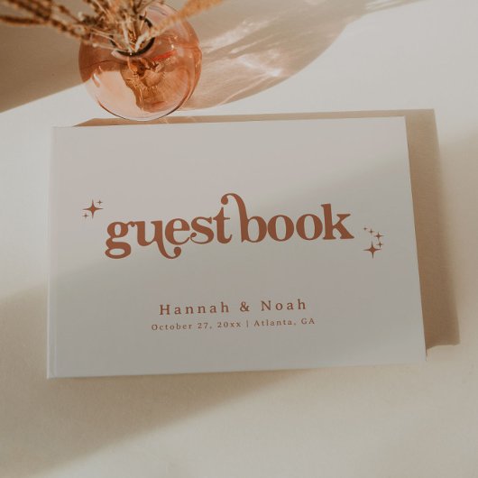 Livre d'or rétro groovy en terre cuite pour invité