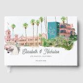Livre D'or Retro Hotel Watercolor Lieu Illustration Mariage (Recto)