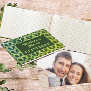 Livre D'or Retro Lime Green Motif des années 1970   Mariage p