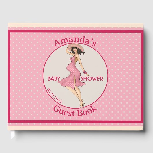 Livre D'or Retro Maman Brunette Baby shower (Recto)
