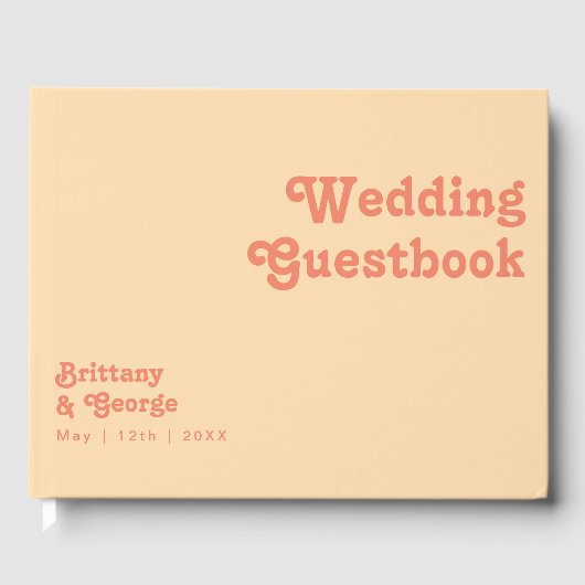 Livre D'or Rétro moderne | Orange Cream Mariage Guestbook (Recto)
