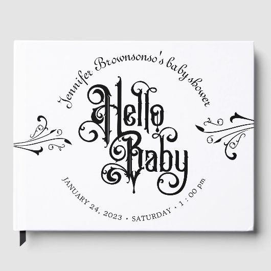 Livre D'or Retro Ornament Horror Gothic Hello Baby Shower (Recto)