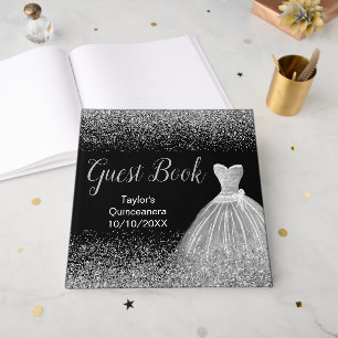 Livre D'or Robe argentée fausse brillance Quinceanera