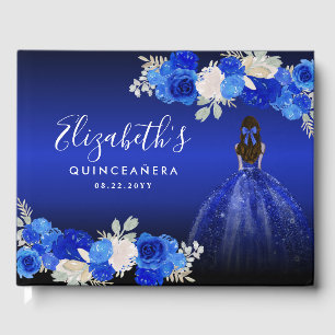Livre D'or Robe bleu foncé Floral Royal Anniversaire Quincean