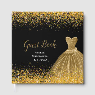 Livre D'or Robe dorée fausse paillette Quinceanera