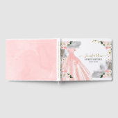 Livre D'or Robe Douce 16 Aquarelle Bleue Fleurs Roses (Complet)