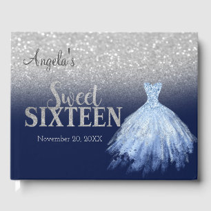 Livre D'or Robe élégante à paillettes Bokeh Bleu Sweet 16