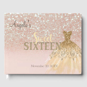 Livre D'or Robe élégante à paillettes Bokeh Ombre ,Douce 16