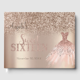 Livre D'or Robe élégante pailletée or rose Bokeh Sweet 16
