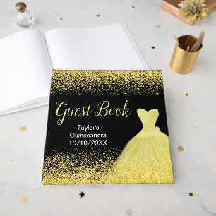 Livre D'or Robe jaune brillant Faux Paillettes Quinceanera