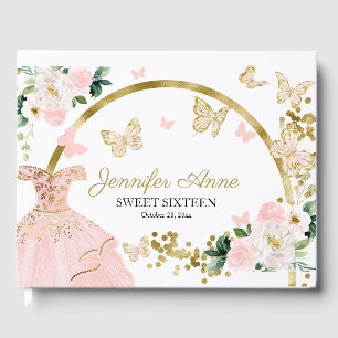 Livre D'or Robe Rose Fleurs Papillon Blush 16 Ans Douce