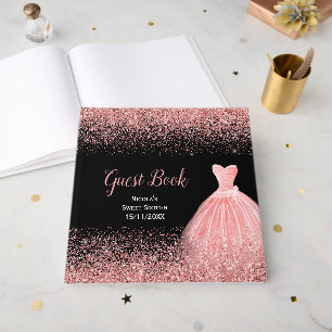 Livre D'or Robe rose poudré Faux paillettes Sweet 16 