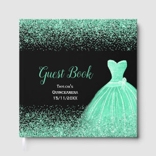 Livre D'or Robe verte menthe Fausse brillance Quinceanera