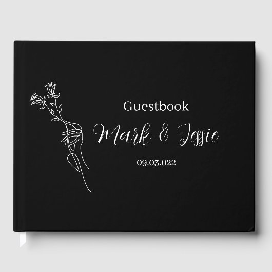 Livre D'or ROE Mariage simple noir et blanc (Recto)