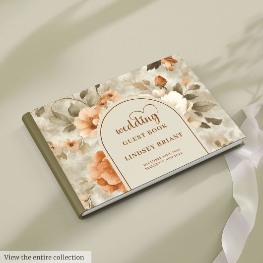 Livre D'or Romantic Boho Rusty Ivory Sage Flowers Wedding