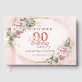 Livre D'or Romantic Pale Pink Gold Greenery 90th Birthday  (Recto)