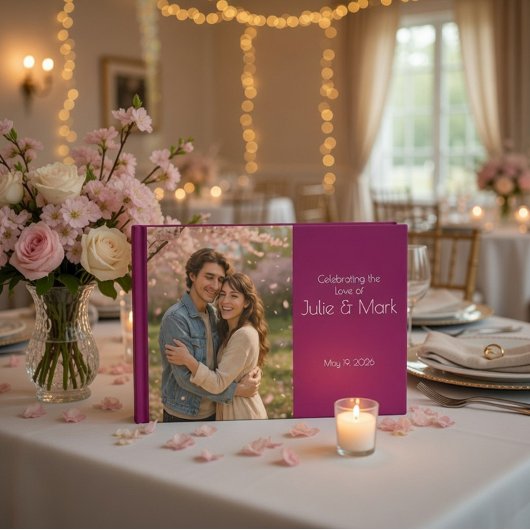 Livre D'or Romantic Pink Petals Wedding Guest Book