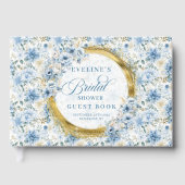 Livre D'or Romantique Boho Pastel Blue Gold Fleurs sauvages n (Recto)