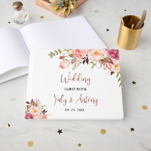 Livre D'or Romantique Chic Rose Fleur de Mémoire Signature