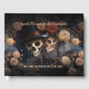 Livre D'or Romantique Flore foncé Kissing Skulls Mariage goth