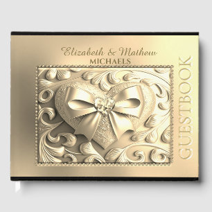 Livre D'or Romantique Gold Heart Satin Bow