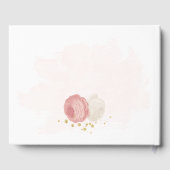 Livre D'or Romantique rose & fleurs blanches or mariage (Verso)