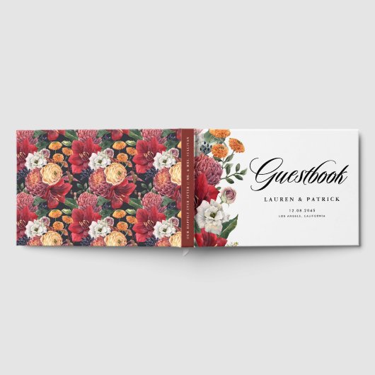 Livre D'or Romantique Rouge Amaryllis et fleurs d'automne Mar (Complet)