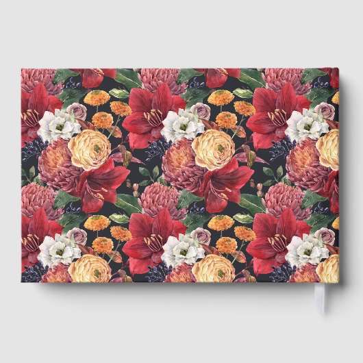 Livre D'or Romantique Rouge Amaryllis et fleurs d'automne Mar (Verso)