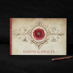 Livre D'or Rose à bijoux Vintage Crimson Red Gem Grunge