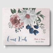 Livre D'or rose blanc marine fleurs verdure mariage (Recto)