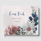 Livre D'or rose blanc marine fleurs verdure mariage (Recto)