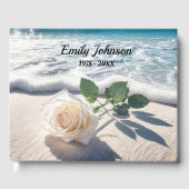 Livre D'or Rose Blanche Sur Sable De Plage (Recto)