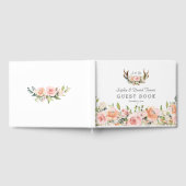 Livre D'or Rose Blush Floral Antlers Monogram Mariage (Complet)