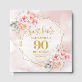 Livre d'or rose boho floral de 90 ans (Recto)