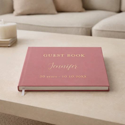 Livre d'or rose d'anniversaire