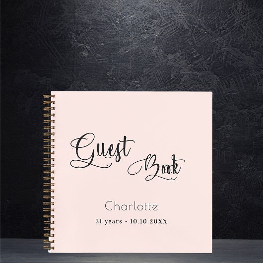 Livre d'or rose d'anniversaire blush