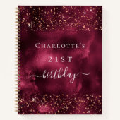 Livre d'or rose d'anniversaire bordeaux (Devant)