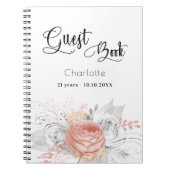 Livre d'or rose d'anniversaire or floral argent (Devant)