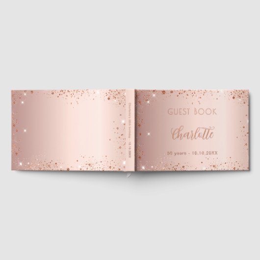 Livre d'or rose d'anniversaire parties scintillant (Complet)