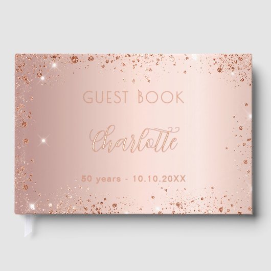 Livre d'or rose d'anniversaire parties scintillant (Recto)