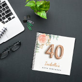 Livre d'or rose de 40e anniversaire eucalyptus