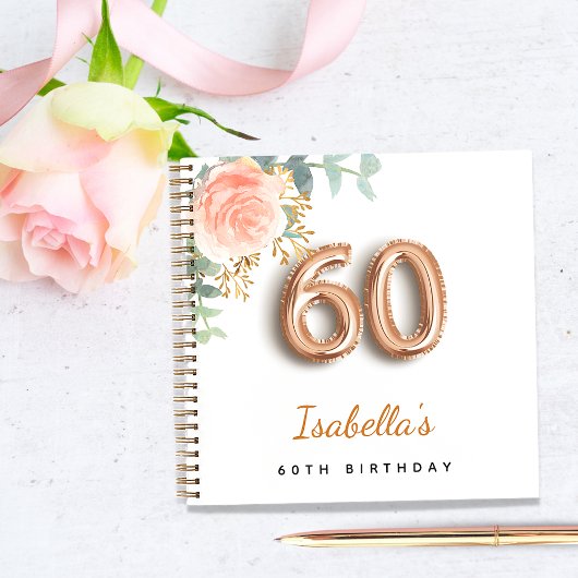 Livre d'or rose de 60e anniversaire eucalyptus