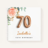 Livre d'or rose de 70e anniversaire eucalyptus (Devant)