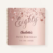 Livre d'or rose de 80e anniversaire étoiles (Devant)