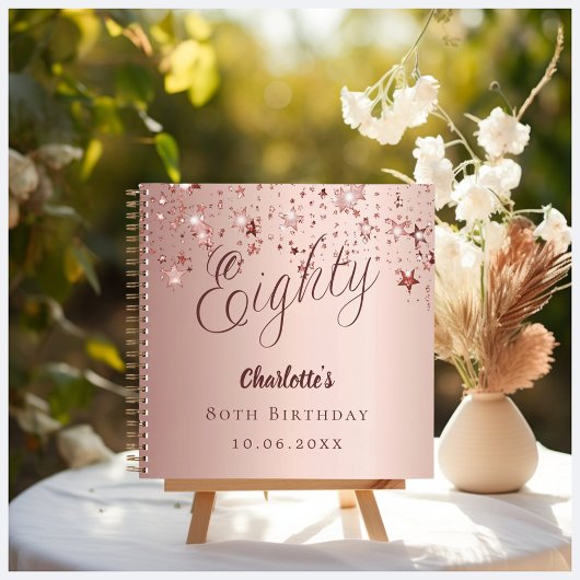 Livre d'or rose de 80e anniversaire étoiles
