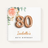 Livre d'or rose de 80e anniversaire eucalyptus (Devant)