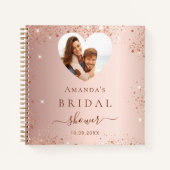 Livre d'or rose de la douche nuptiale coeur photo  (Devant)
