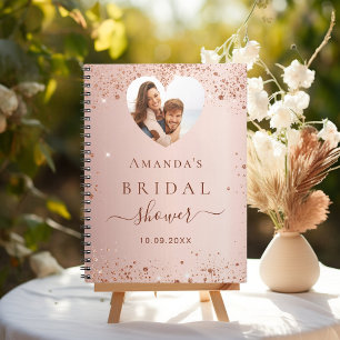 Livre d'or rose de la douche nuptiale coeur photo 