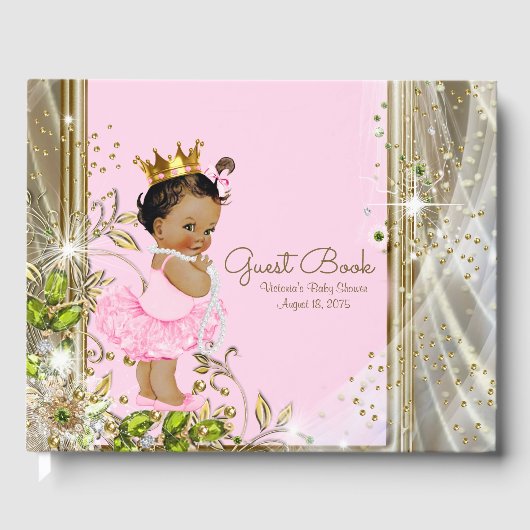 Livre d'or rose Ethnic Princess Baby shower (Recto)