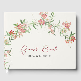 Livre D'or Rose Fleur Sauvage Rose Printanière Mariage
